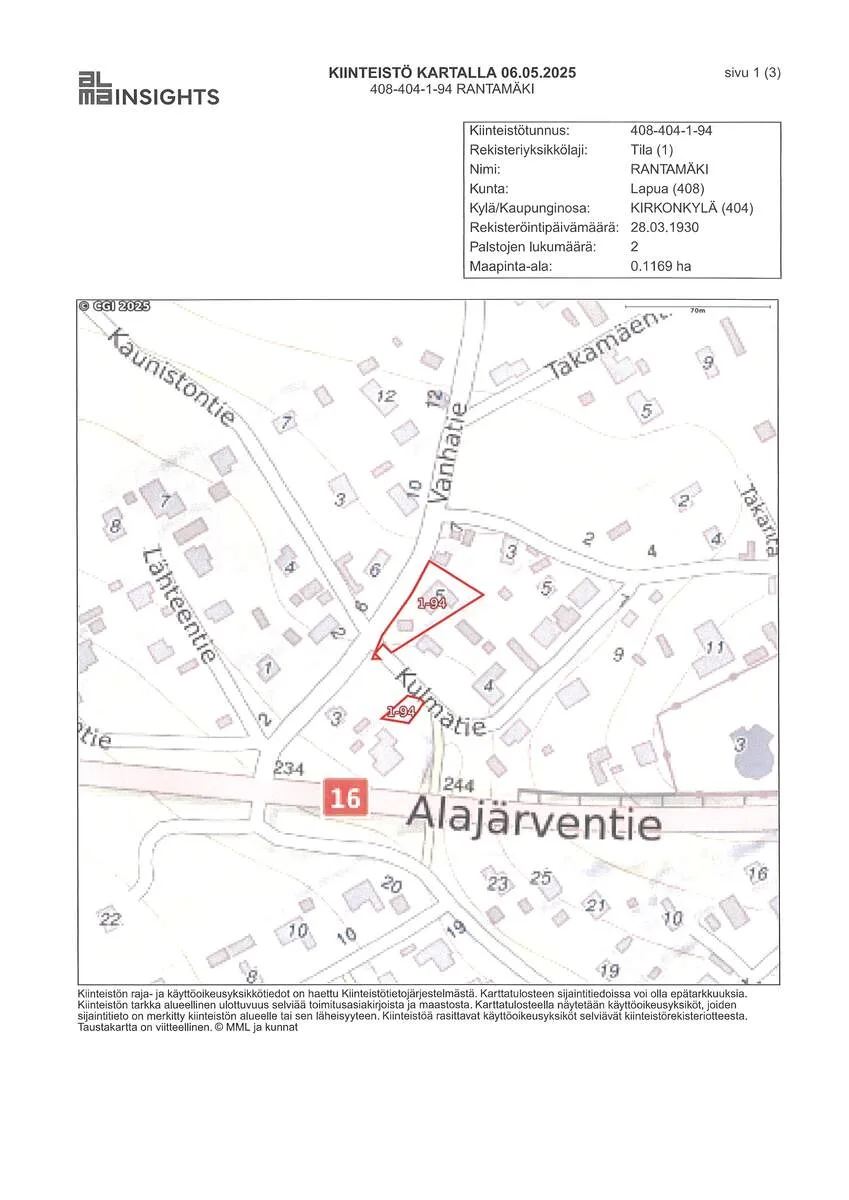 Omakotitalotontti, 1659 m², Ritamäki