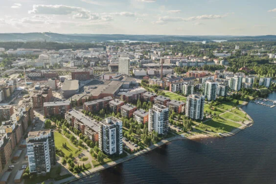 Aerial view of Jyvaskyla, town in central Finland