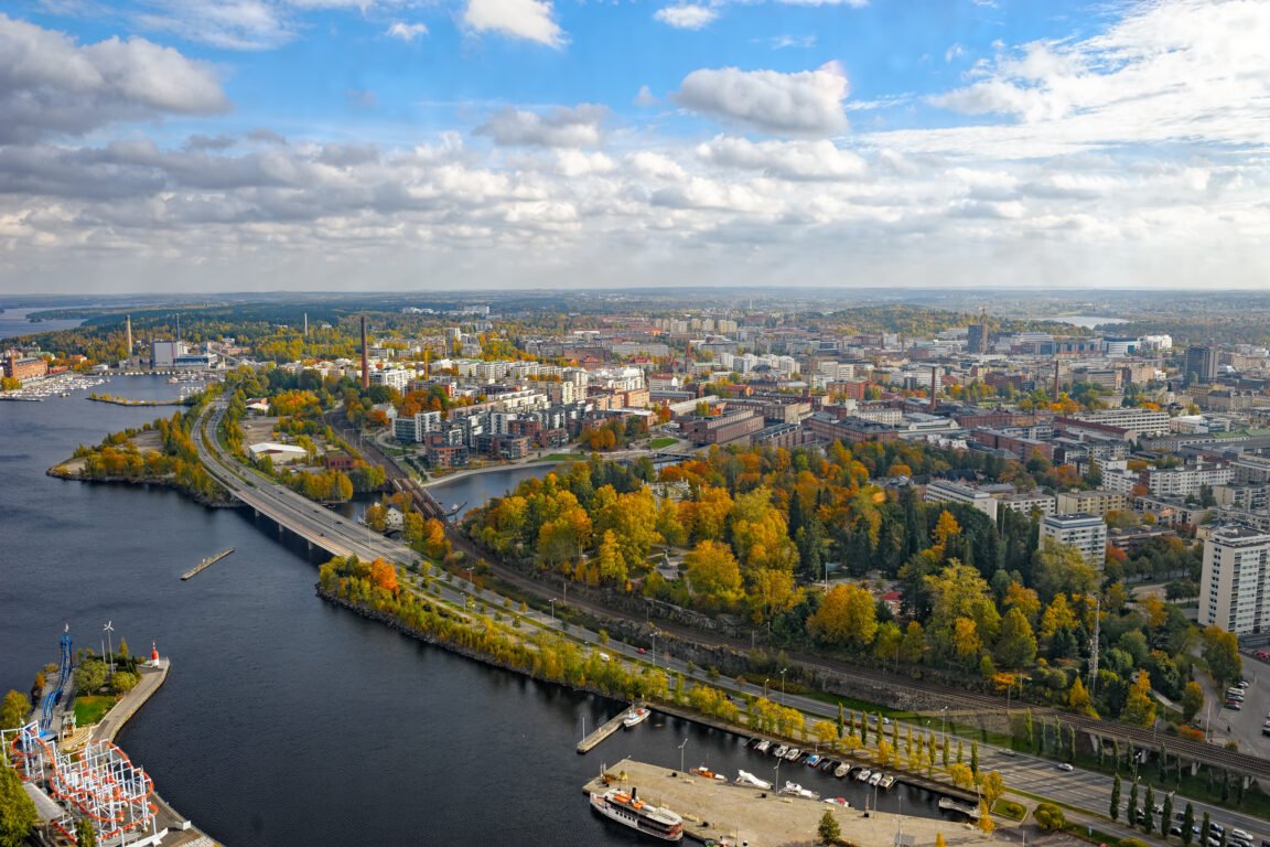 Aerial view to old town of Tampere, Finland