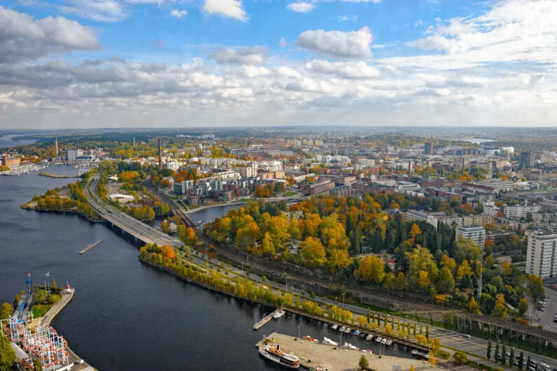 Aerial view to old town of Tampere, Finland